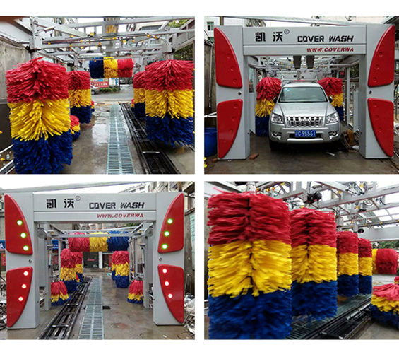 江西宜春安裝9.8米長(zhǎng)凱沃9刷電腦隧道式洗車機(jī)